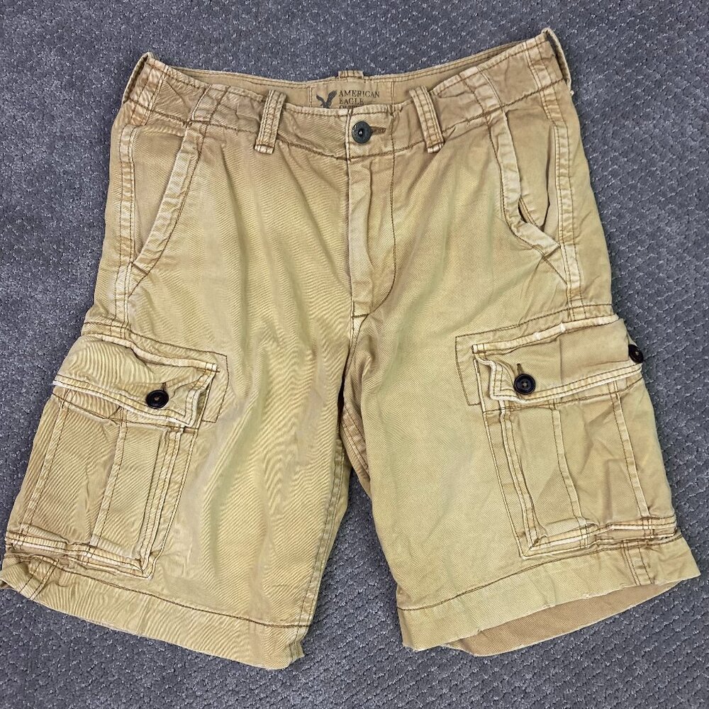 American Eagle Classic Length Cargo Shorts Men's 32 Khaki Military Utility